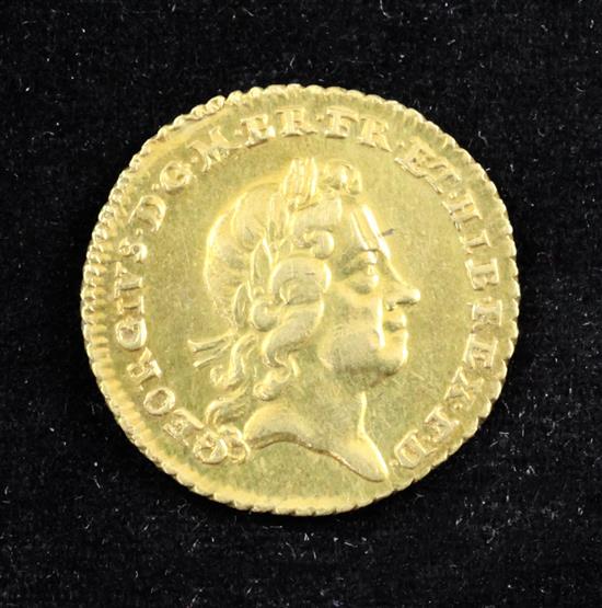 A George I gold quarter guinea, 1718,
